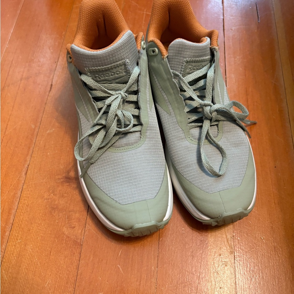Reebok Green and Orange Athletic Shoes with Suede Finish